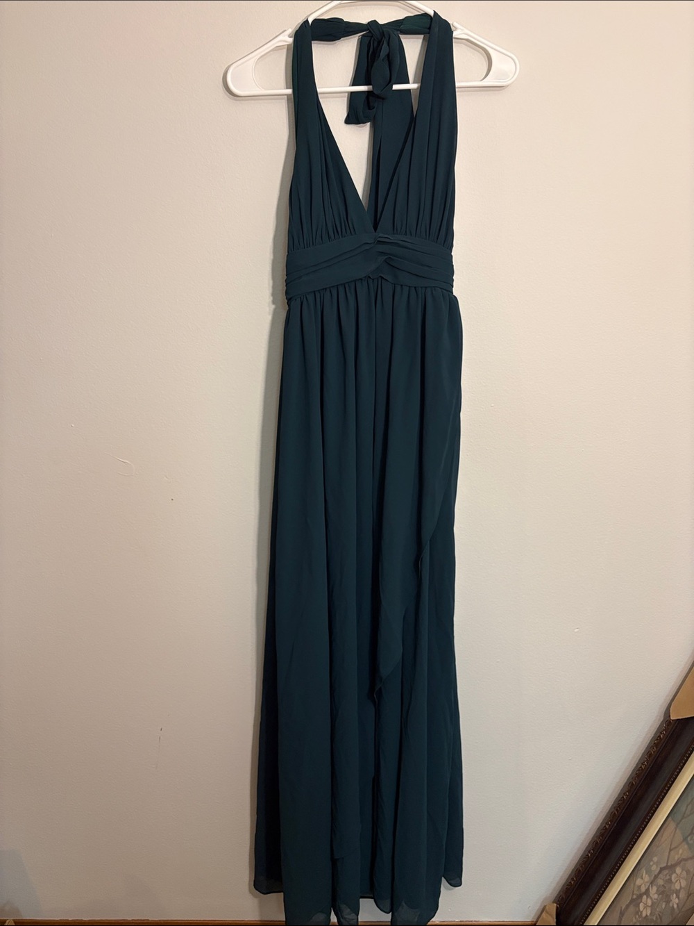 Lulu's Dark green Halter Maxi Dress